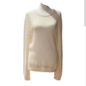 Reiss Cream Ribbed Crewneck Sweater